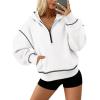 imageATHMILE Womens Fall Hoodies Half Zip Sweatshirts Long Sleeve Cropped Hooded Pullover Winter Fashion Clothes 2025White
