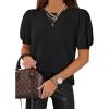 imageATHMILE Womens Puff Short Sleeve Sweater Tops 2026 Spring Summer Trendy Crew Neck Cute Casual T Shirts BlousesBlack