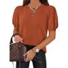 imageATHMILE Womens Puff Short Sleeve Sweater Tops 2026 Spring Summer Trendy Crew Neck Cute Casual T Shirts BlousesOrange