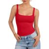 imageATHMILE Tank Top for Women Spring Summer Square Neck Sleeveless Double Lined Basic Going Out TopRed