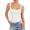 imageATHMILE Tank Top for Women Spring Summer Square Neck Sleeveless Double Lined Basic Going Out TopWhite
