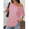 imageATHMILE Off The Shoulder Tops for Women 2025 Fall Long Sleeve Oversized Tshirts Fashion Going Out Outfits Casual Basic Tees