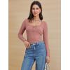 imageATHMILE Womens Long Sleeve Shirts Casual Fall Henley Top Button Down Blouses Basic Ribbed Knit T Shirts 2025Pink