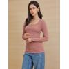 imageATHMILE Womens Long Sleeve Shirts Casual Fall Henley Top Button Down Blouses Basic Ribbed Knit T Shirts 2025Pink