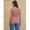 imageATHMILE Womens Long Sleeve Shirts Casual Fall Henley Top Button Down Blouses Basic Ribbed Knit T Shirts 2025Pink