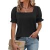 imageATHMILE Womens Summer Tops Square Neck Dressy Casual Blouses Ruffle Sleeve Cute Spring Beach Vacation CausalBlack