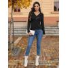 image:imageATHMILE Long Sleeve Shirts for Women Early Fall Fashion Tops 2026 Casual V Neck Button Blouses Tunic Tops for LeggingsBlack