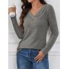 image:imageATHMILE Long Sleeve Shirts for Women Early Fall Fashion Tops 2026 Casual V Neck Button Blouses Tunic Tops for LeggingsDark Gray