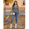 image:imageATHMILE Long Sleeve Shirts for Women Early Fall Fashion Tops 2026 Casual V Neck Button Blouses Tunic Tops for LeggingsDark Gray
