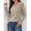 image:imageATHMILE Long Sleeve Shirts for Women Early Fall Fashion Tops 2026 Casual V Neck Button Blouses Tunic Tops for LeggingsKhaki