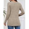 image:imageATHMILE Long Sleeve Shirts for Women Early Fall Fashion Tops 2026 Casual V Neck Button Blouses Tunic Tops for LeggingsKhaki