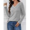 image:imageATHMILE Long Sleeve Shirts for Women Early Fall Fashion Tops 2026 Casual V Neck Button Blouses Tunic Tops for LeggingsLight Gray