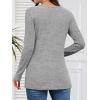 image:imageATHMILE Long Sleeve Shirts for Women Early Fall Fashion Tops 2026 Casual V Neck Button Blouses Tunic Tops for LeggingsLight Gray