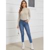 image:imageATHMILE Womens 2026 Fall Long Sleeve Pullover Ribbed Knit Sweater Low Mock Neck Slim Fit Basic Casual Tee TopsAlmond
