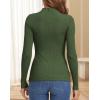 image:imageATHMILE Womens 2026 Fall Long Sleeve Pullover Ribbed Knit Sweater Low Mock Neck Slim Fit Basic Casual Tee TopsArmy Green
