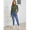 image:imageATHMILE Womens 2026 Fall Long Sleeve Pullover Ribbed Knit Sweater Low Mock Neck Slim Fit Basic Casual Tee TopsArmy Green