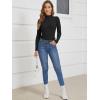 image:imageATHMILE Womens 2026 Fall Long Sleeve Pullover Ribbed Knit Sweater Low Mock Neck Slim Fit Basic Casual Tee TopsBlack