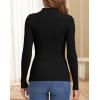 image:imageATHMILE Womens 2026 Fall Long Sleeve Pullover Ribbed Knit Sweater Low Mock Neck Slim Fit Basic Casual Tee TopsBlack