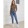 image:imageATHMILE Womens 2026 Fall Long Sleeve Pullover Ribbed Knit Sweater Low Mock Neck Slim Fit Basic Casual Tee TopsCoffee
