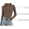 image:imageATHMILE Womens 2026 Fall Long Sleeve Pullover Ribbed Knit Sweater Low Mock Neck Slim Fit Basic Casual Tee TopsCoffee