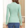 image:imageATHMILE Womens 2026 Fall Long Sleeve Pullover Ribbed Knit Sweater Low Mock Neck Slim Fit Basic Casual Tee TopsMint Green