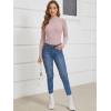 image:imageATHMILE Womens 2026 Fall Long Sleeve Pullover Ribbed Knit Sweater Low Mock Neck Slim Fit Basic Casual Tee TopsPink