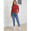 image:imageATHMILE Womens 2026 Fall Long Sleeve Pullover Ribbed Knit Sweater Low Mock Neck Slim Fit Basic Casual Tee TopsRed