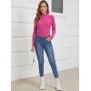 image:imageATHMILE Womens 2026 Fall Long Sleeve Pullover Ribbed Knit Sweater Low Mock Neck Slim Fit Basic Casual Tee TopsRose Red