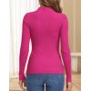 image:imageATHMILE Womens 2026 Fall Long Sleeve Pullover Ribbed Knit Sweater Low Mock Neck Slim Fit Basic Casual Tee TopsRose Red