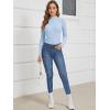 image:imageATHMILE Womens 2026 Fall Long Sleeve Pullover Ribbed Knit Sweater Low Mock Neck Slim Fit Basic Casual Tee TopsSky Blue
