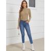 image:imageATHMILE Womens 2026 Fall Long Sleeve Pullover Ribbed Knit Sweater Low Mock Neck Slim Fit Basic Casual Tee TopsToffee