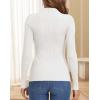 image:imageATHMILE Womens 2026 Fall Long Sleeve Pullover Ribbed Knit Sweater Low Mock Neck Slim Fit Basic Casual Tee TopsWhite