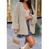 image:imageATHMILE Womens Fall Oversized Cardigan Sweaters Long Lantern Sleeve Knit Open Front Lightweight Winter Fashion Clothes 2026Grey Beige