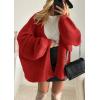 image:imageATHMILE Womens Fall Oversized Cardigan Sweaters Long Lantern Sleeve Knit Open Front Lightweight Winter Fashion Clothes 2026Red