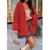 image:imageATHMILE Womens Fall Oversized Cardigan Sweaters Long Lantern Sleeve Knit Open Front Lightweight Winter Fashion Clothes 2026Red