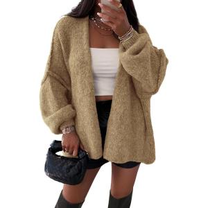 image:imageATHMILE Womens Fall Oversized Cardigan Sweaters Long Lantern Sleeve Knit Open Front Lightweight Winter Fashion Clothes 2026Camel