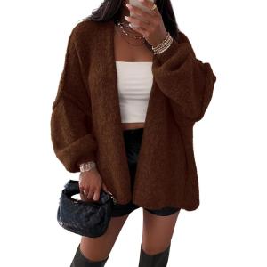 image:imageATHMILE Womens Fall Oversized Cardigan Sweaters Long Lantern Sleeve Knit Open Front Lightweight Winter Fashion Clothes 2026Caramel