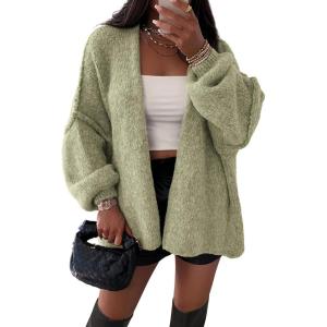 image:imageATHMILE Womens Fall Oversized Cardigan Sweaters Long Lantern Sleeve Knit Open Front Lightweight Winter Fashion Clothes 2026Light Gray Green