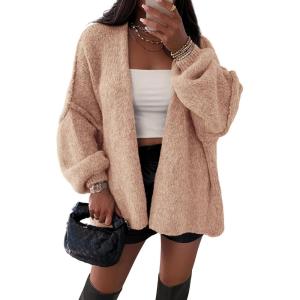 image:imageATHMILE Womens Fall Oversized Cardigan Sweaters Long Lantern Sleeve Knit Open Front Lightweight Winter Fashion Clothes 2026Light Pink