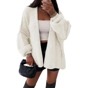 image:imageATHMILE Womens Fall Oversized Cardigan Sweaters Long Lantern Sleeve Knit Open Front Lightweight Winter Fashion Clothes 2026White