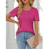 image:imageATHMILE Womens T Shirts Short Sleeve Summer Tops Pleated Dressy Casual Blouses Spring Clothes Beach Vacation 2026Hot Pink