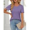 image:imageATHMILE Womens T Shirts Short Sleeve Summer Tops Pleated Dressy Casual Blouses Spring Clothes Beach Vacation 2026Purple