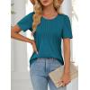 image:imageATHMILE Womens T Shirts Short Sleeve Summer Tops Pleated Dressy Casual Blouses Spring Clothes Beach Vacation 2026Teal