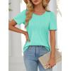 image:imageATHMILE Womens T Shirts Short Sleeve Summer Tops Pleated Dressy Casual Blouses Spring Clothes Beach Vacation 2026Turquoise