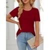image:imageATHMILE Womens T Shirts Short Sleeve Summer Tops Pleated Dressy Casual Blouses Spring Clothes Beach Vacation 2026Wine Red
