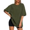 image:imageATHMILE Womens Oversized T Shirts Loose Fit Crewneck Short Sleeve Tops Summer Casual Blouse 2026 Y2K Basic Tee BeachArmygreen