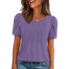 image:imageATHMILE Womens T Shirts Short Sleeve Summer Tops Pleated Dressy Casual Blouses Spring Clothes Beach Vacation 2026Purple