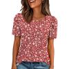 image:imageATHMILE Womens T Shirts Short Sleeve Summer Tops Pleated Dressy Casual Blouses Spring Clothes Beach Vacation 2026Red Apricot Floral