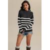 image:imageATHMILE Fall Mock Neck Striped Sweaters for Women 2026 Winter Turtleneck Long Sleeve Knit Sweater Fashion Pullover TopsBlack
