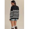 image:imageATHMILE Fall Mock Neck Striped Sweaters for Women 2026 Winter Turtleneck Long Sleeve Knit Sweater Fashion Pullover TopsBlack